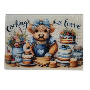 Cooking With Love Decorative Kitchen Glass Cutting Board
